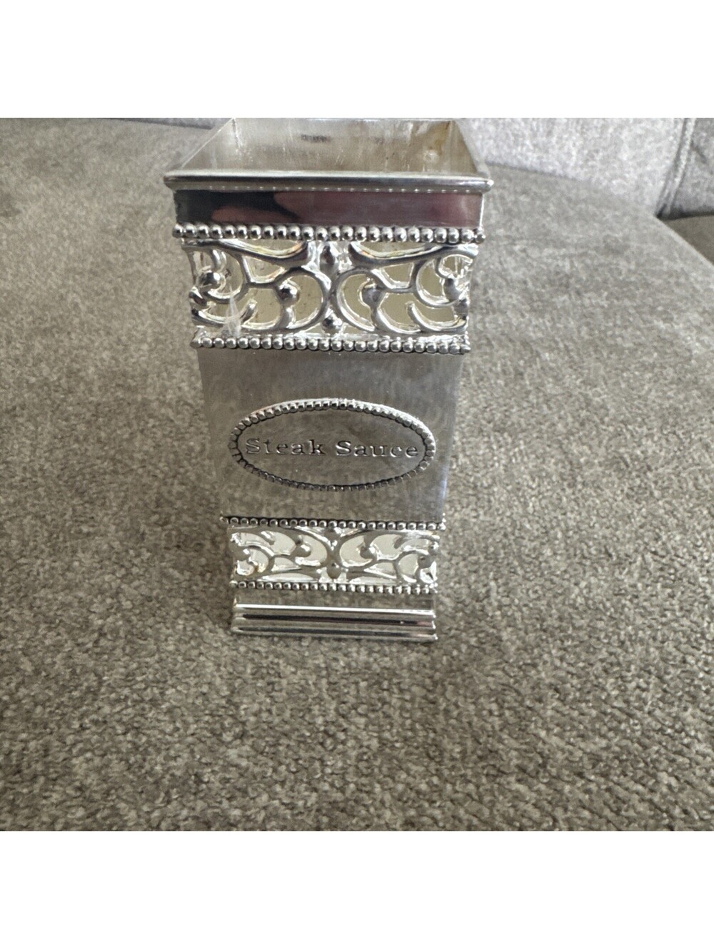 Godinger  silver-plated reticulated square steak sauce condiment holder